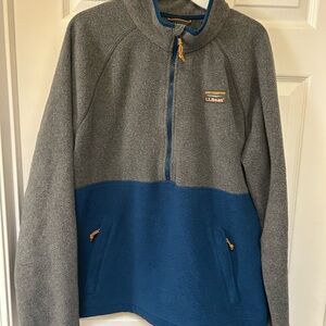 L.L. Bean Gray Fleece with Blue Trim